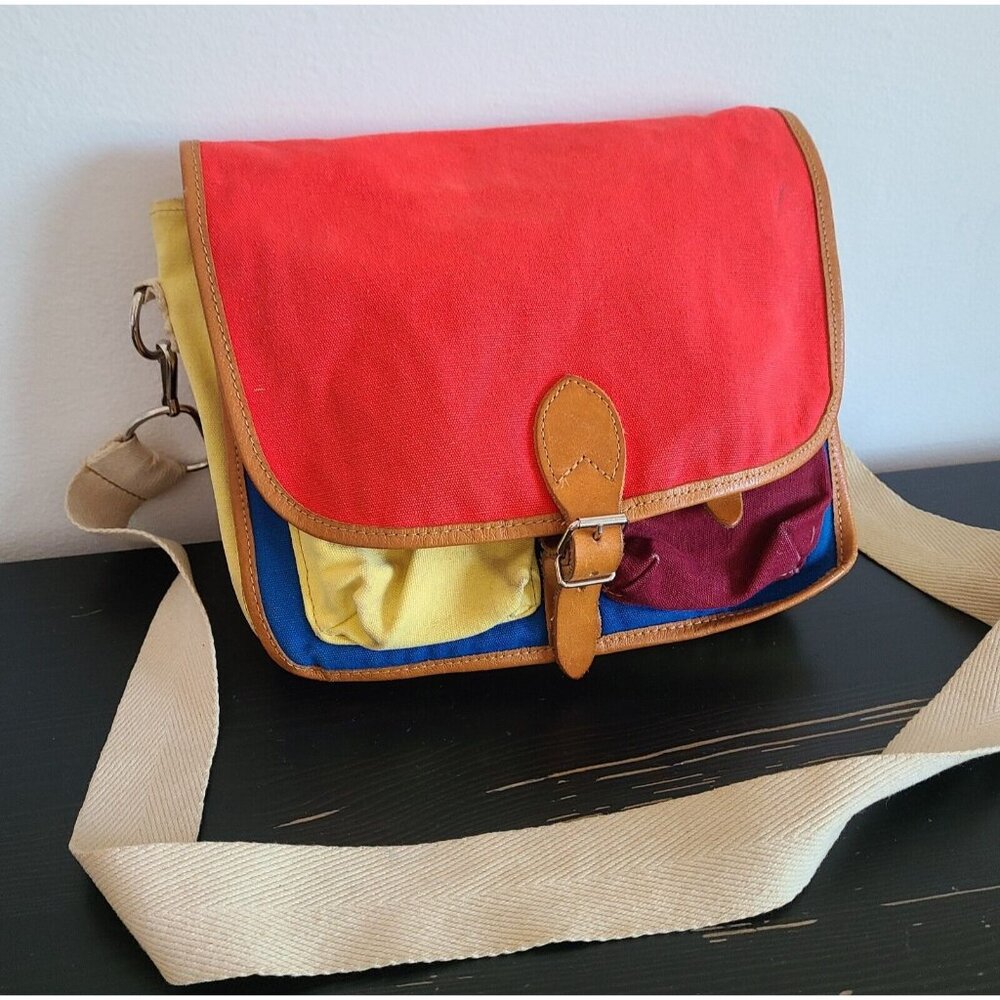 Upla Canvas Messenger Shoulder Bag Yellow Red Canvas France